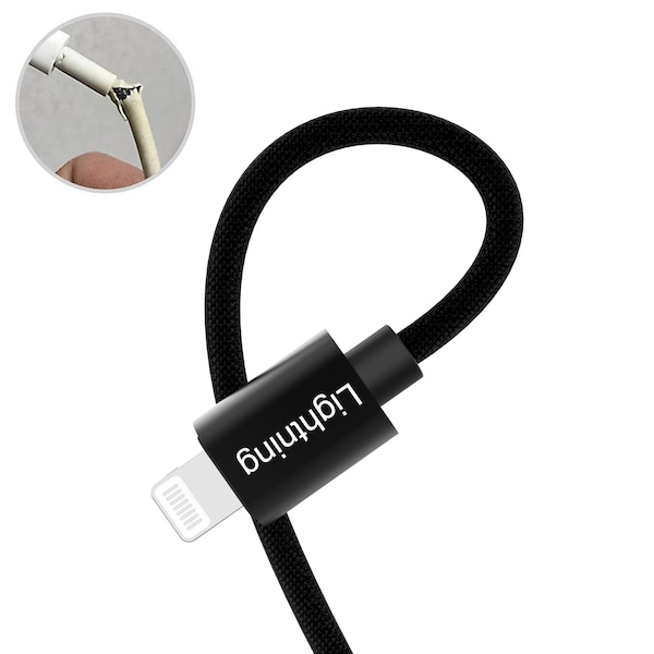 Emerald Black 6ft Lighting to USB Fast Charging Cable EE-AL6-BLK - main